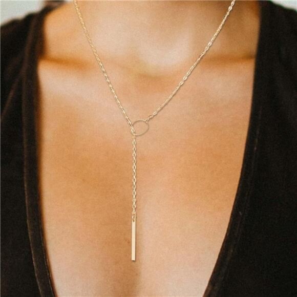 Long Necklace Gold Women Exquisite Drop Y Women Girls Party Wedding Prom - Picture 7 of 8